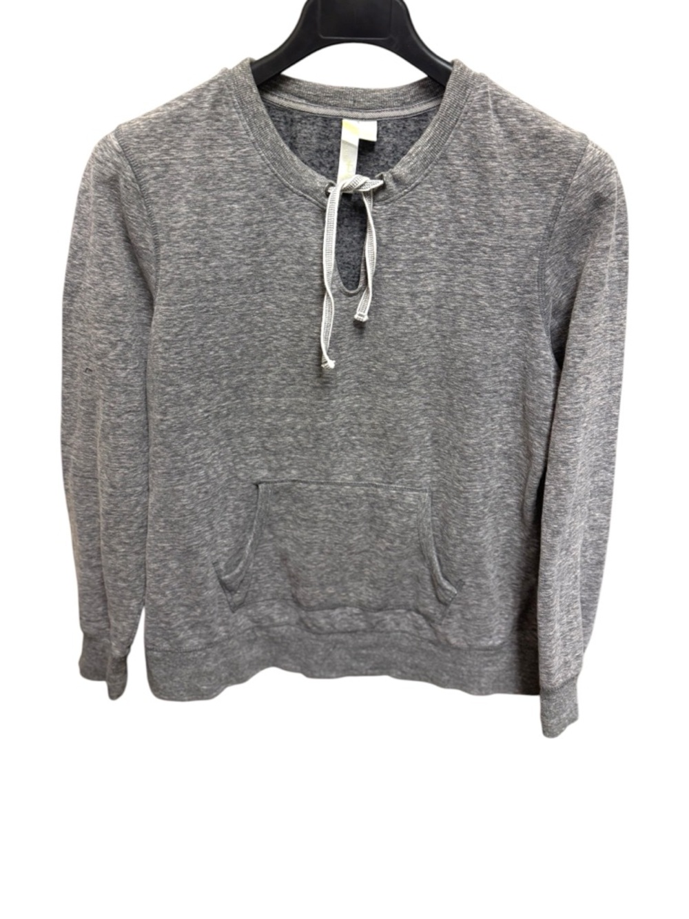 GreenTea Heather Grey Split Neck w/Tie Pullover Sweatshirt Sz XL